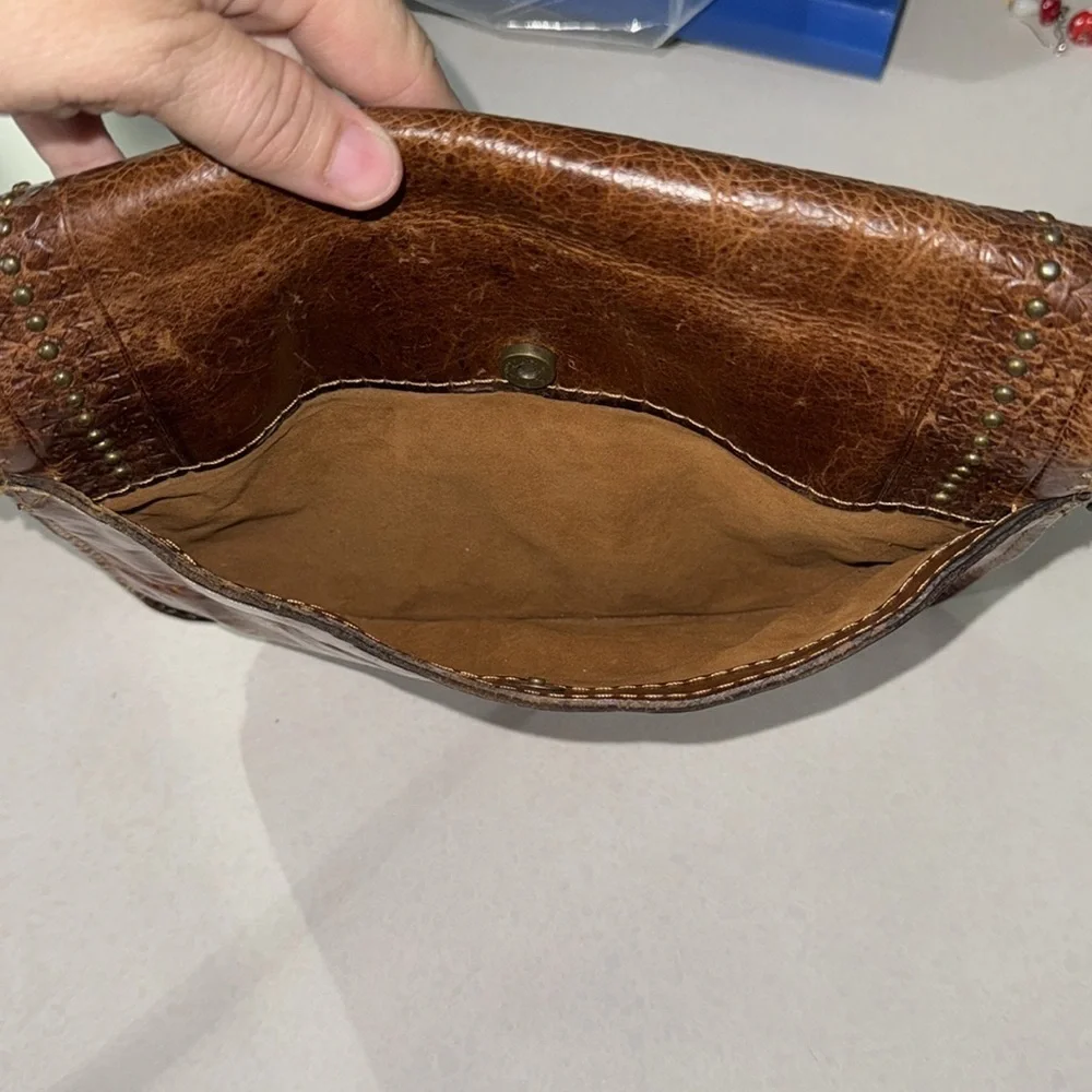 Patricia Nash Brown Beaumont Tooled Leather Boho Western Crossbody Bag